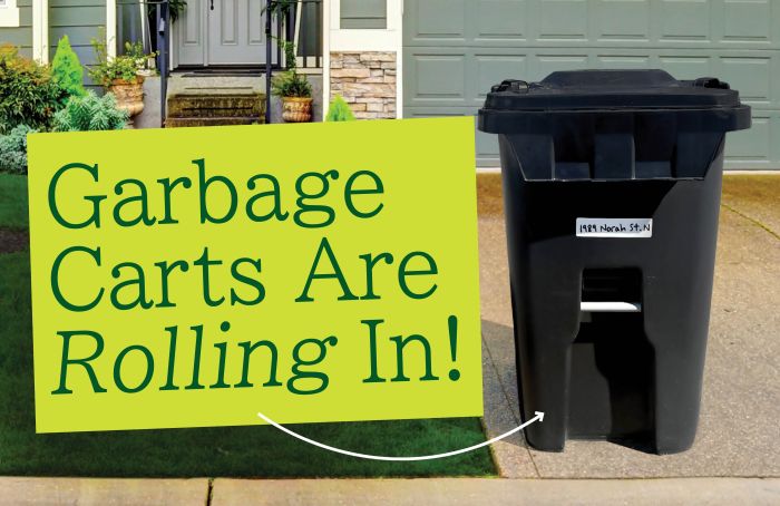 garbage cart on driveway